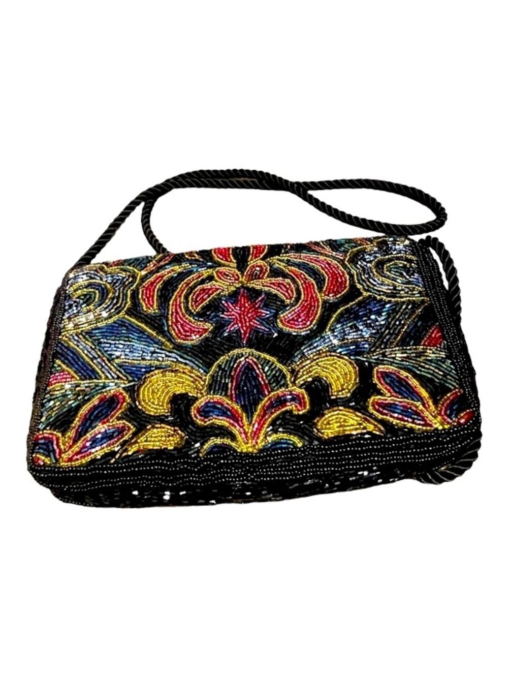 Lillian Vernon Beaded Evening Shoulder Black Shimmery 5x7